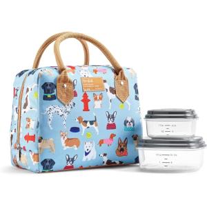 imageFit amp Fresh Bloomington Lunch Bag for Women  Insulated Large Lunch Box for Work with Containers LeakResistant StainResistant Zipper Closure Pink Dainty BowsMulticolor