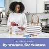 imageFit amp Fresh Lunch Bag For Women Insulated Womens Lunch Bag For Work Leakproof amp StainResistant Large Lunch Box For Women With Containers and Matching Tumbler Zipper Westerly Lunch Bag FloralGray Stripes