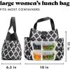 imageFit amp Fresh Lunch Bag For Women Insulated Womens Lunch Bag For Work Leakproof amp StainResistant Large Lunch Box For Women With Containers and Matching Tumbler Snap Closure Westport Bag AquaBlack  White Ikat Tile
