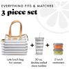 imageFit amp Fresh Lunch Bag For Women Insulated Womens Lunch Bag For Work Leakproof amp StainResistant Large Lunch Box For Women With Containers and Matching Tumbler Zipper Westerly Lunch Bag FloralGray Stripes