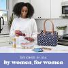 imageFit amp Fresh Lunch Bag For Women Insulated Womens Lunch Bag For Work Leakproof amp StainResistant Large Lunch Box For Women With Containers and Matching Tumbler Zipper Westerly Lunch Bag FloralNavy Dot