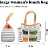 imageFit amp Fresh Lunch Bag For Women Insulated Womens Lunch Bag For Work Leakproof amp StainResistant Large Lunch Box For Women With Containers and Matching Tumbler Zipper Westerly Lunch Bag FloralGray Stripes