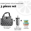 imageFit amp Fresh Lunch Bag For Women Insulated Womens Lunch Bag For Work Leakproof amp StainResistant Large Lunch Box For Women With Containers and Matching Tumbler Snap Closure Westport Bag AquaBlack  White Ikat Tile