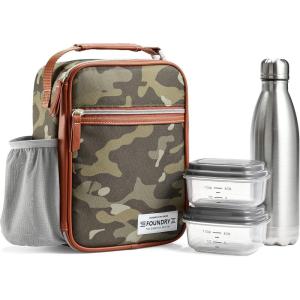 imageFit amp Fresh Foundry Thayer Insulated Lunch Bag with 2 Food Containers Reusable Lunch Box Mini Cooler Bag Perfect for Work College PicnicsCamo