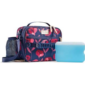 imageFit amp Fresh Josie Adult Insulated Lunch Bag with Side Pouch amp Carry Strap Complete Lunch Kit Includes Reusable XL Ice Pack Plum CamoPlum Camo