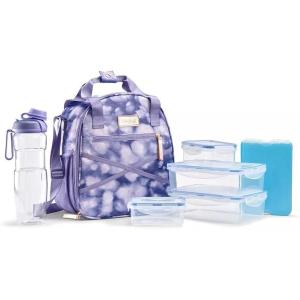 imageFit amp Fresh Kate Insulated Lunch Bag with Side Pouch amp Carry Handles Complete Lunch Kit Includes Matching Tumbler 4 Containers amp Ice Pack Colorful LeopardLilac