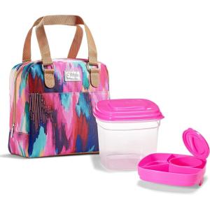 imageFit amp Fresh Lunch Bag For Women Insulated Womens Lunch Bag For Work Leakproof amp StainResistant Large Lunch Box For Women With Containers Zipper Closure Minneola Bag Blue Tie DyeBrush Strokes