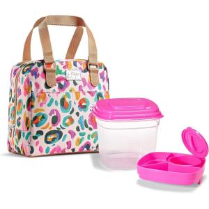 imageFit amp Fresh Lunch Bag For Women Insulated Womens Lunch Bag For Work Leakproof amp StainResistant Large Lunch Box For Women With Containers Zipper Closure Minneola Bag Blue Tie DyeBlush Leopard