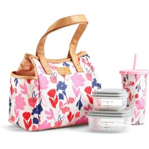 imageFit amp Fresh Lunch Bag For Women Insulated Womens Lunch Bag For Work Leakproof amp StainResistant Large Lunch Box For Women With Containers and Matching Tumbler Zipper Westerly Lunch Bag FloralBotanical Silo Pink