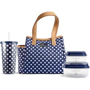 imageFit amp Fresh Lunch Bag For Women Insulated Womens Lunch Bag For Work Leakproof amp StainResistant Large Lunch Box For Women With Containers and Matching Tumbler Zipper Westerly Lunch Bag FloralNavy Dot
