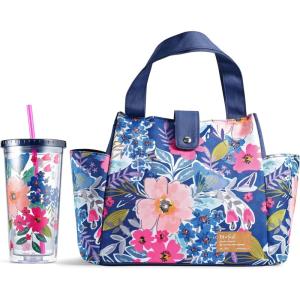 imageFit amp Fresh Lunch Bag For Women Insulated Womens Lunch Bag For Work Leakproof amp StainResistant Large Lunch Box For Women With Containers and Matching Tumbler Snap Closure Westport Bag AquaTabitha Floral