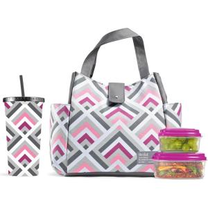 imageFit amp Fresh Lunch Bag For Women Insulated Womens Lunch Bag For Work Leakproof amp StainResistant Large Lunch Box For Women With Containers and Matching Tumbler Snap Closure Westport Bag AquaMagenta